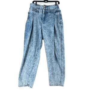 CHAC Acid Wash High Waisted Pleated Denim Jeans Women's 13/14 Vintage 80's